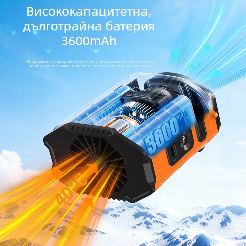 Преносим вентилатор за талия и врата, USB презареждаем, с вградена батерия, 6 лопатки, 6 скорости, преносимо охлаждане