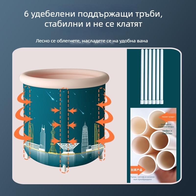 Голяма сгъваема ваничка за баня за деца и възрастни с изолиран капак