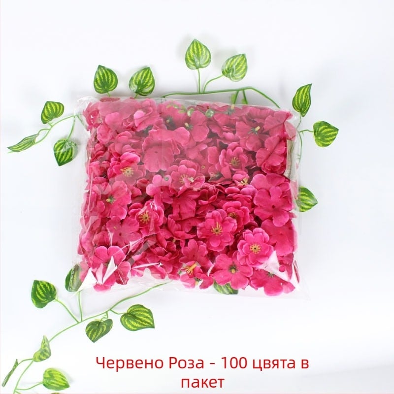 Изкуствени цветя от коприна: прасковени цветчета, рози и сливови цветчета, сватбени фотопреквизити и украса за глава