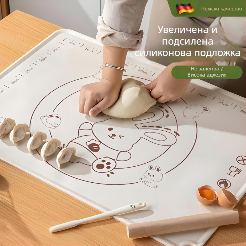 Антибактериална силиконова подложка за месене, удебелена, хранителен клас, голяма za разточване и печене