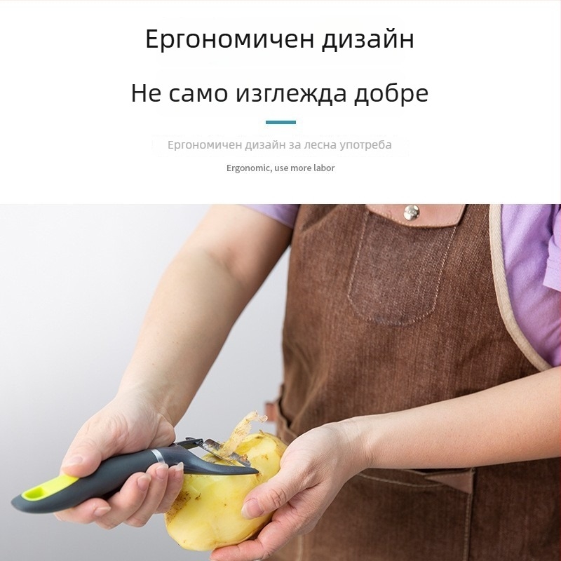 Комплект кухненски прибори с двуцветна дръжка TPR, в европейски стил: лъжичка за сладолед, издълбавател за диня и шпатула за пица