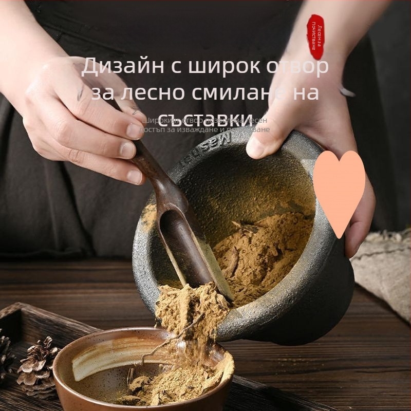 Чугунена чеснова ступка и пестик, традиционна ръчна кухненска мелачка за чесън