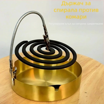 Двоен държач за москитни спирали, неръждаема стомана, клип с форма на крокодил, стойка за ароматна горелка