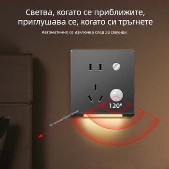 86 тип: панел със сензор за движение за коридор, скрит монтаж, 1 гнездо, пет USB порта и подова светлина