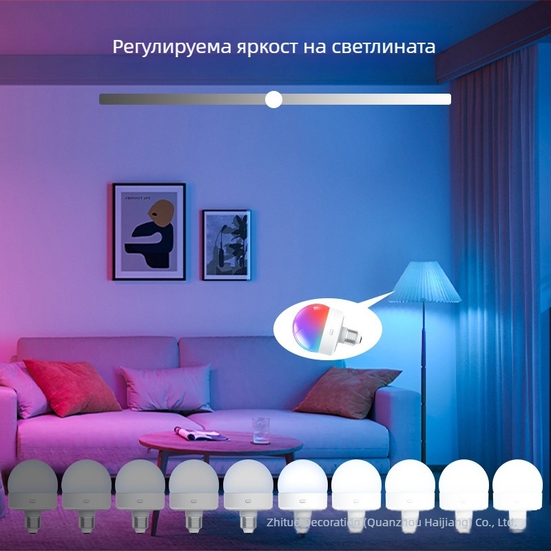 RGB светодиодна атмосфера лампа с USB захранване, дистанционно за димер и магнитно закрепване, резба E26/E27