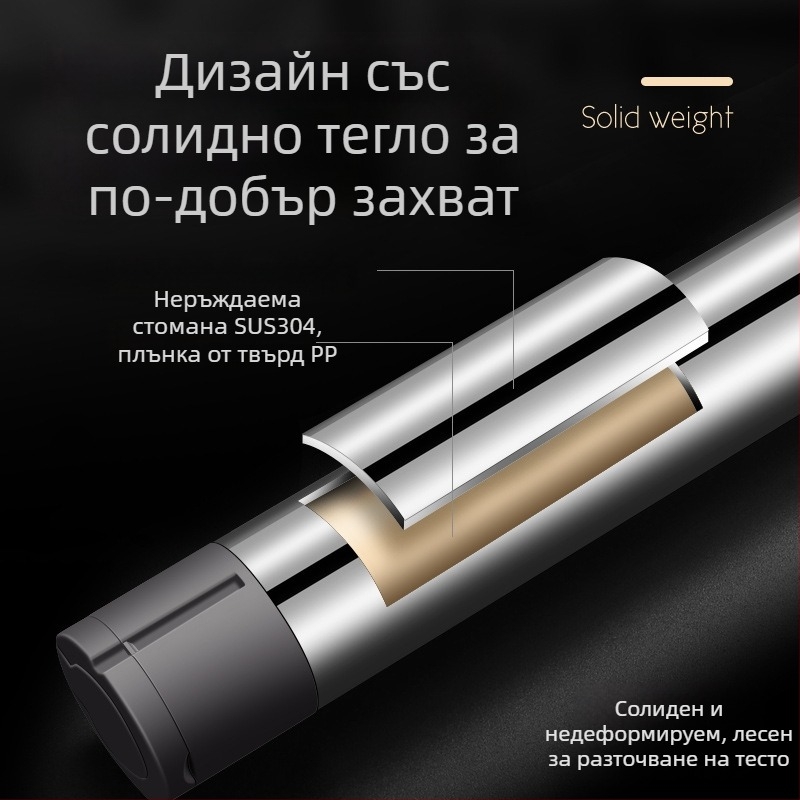 USU304 неръждаема стомана, точилка за тесто с регулируема дебелина, домашна употреба, твърд валяк за кори за пелмени, с печат на лого