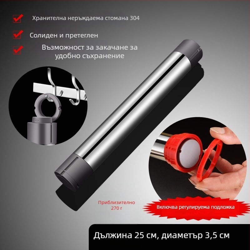 USU304 неръждаема стомана, точилка за тесто с регулируема дебелина, домашна употреба, твърд валяк за кори за пелмени, с печат на лого