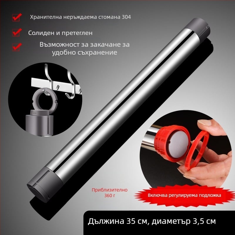 USU304 неръждаема стомана, точилка за тесто с регулируема дебелина, домашна употреба, твърд валяк за кори за пелмени, с печат на лого
