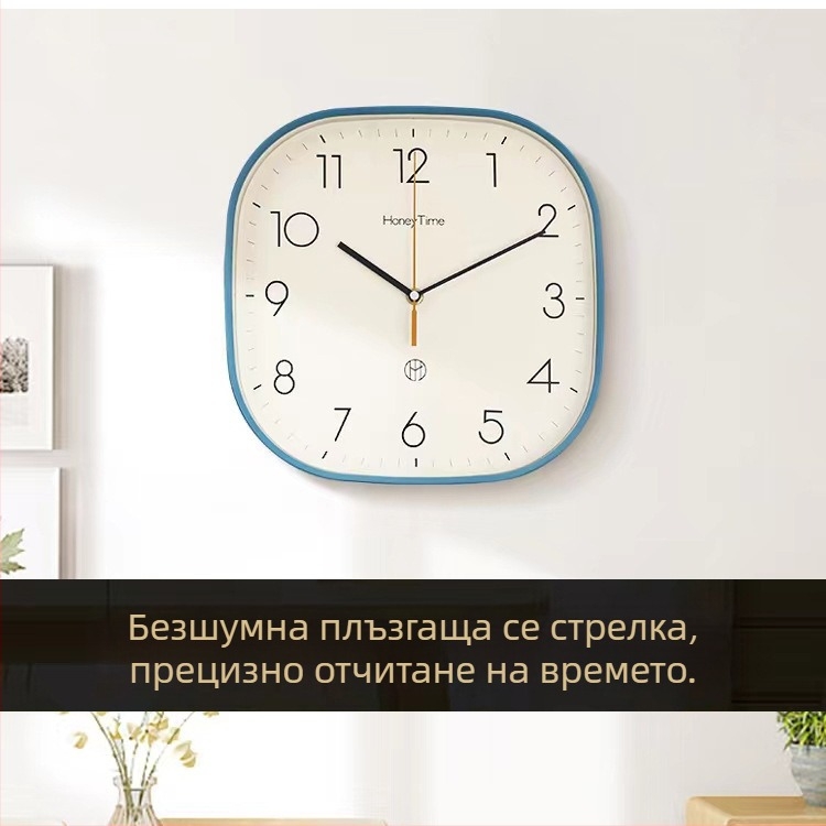 Модерен стенен часовник без пробиване на дупки, квадратен дизайн за всекидневна, голям декоративен часовник, нов модел 2023