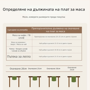Винтидж стил покривка за маса с дълга декоративна лента за чайна маса и страничен шкаф, водоустойчива и персонализируема.