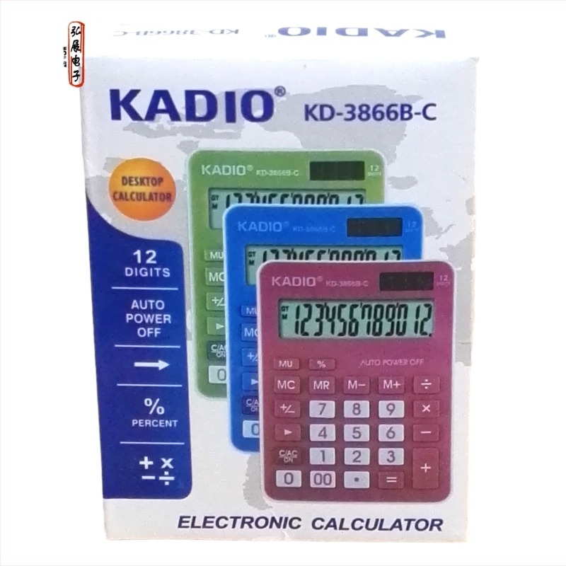 KADIO KD-3866B-C 12-цифрен офисен калкулатор за счетоводство, цветен карикатурен дизайн