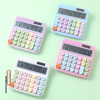 Dopamine Calculator, 12-цифрен калкулатор с слънчево захранване, пастелни цветове и печатно лого за офис