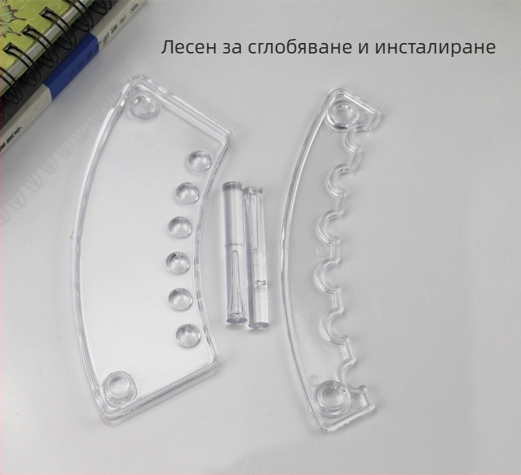 6-местен прозрачен пластмасов държач за писалки, дисплей за грим и моливи, витрина във форма на вентилатор за канцеларски материали