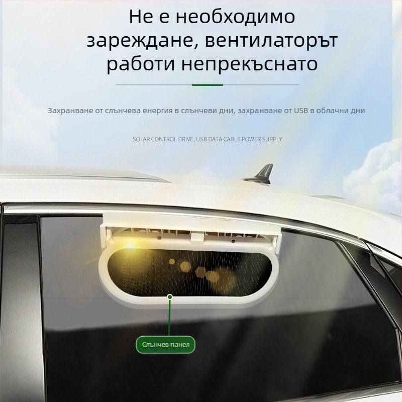 Лятна нова версия: слънчево захранван автомобилен вентилатор за циркулация на въздуха и охлаждане в колата