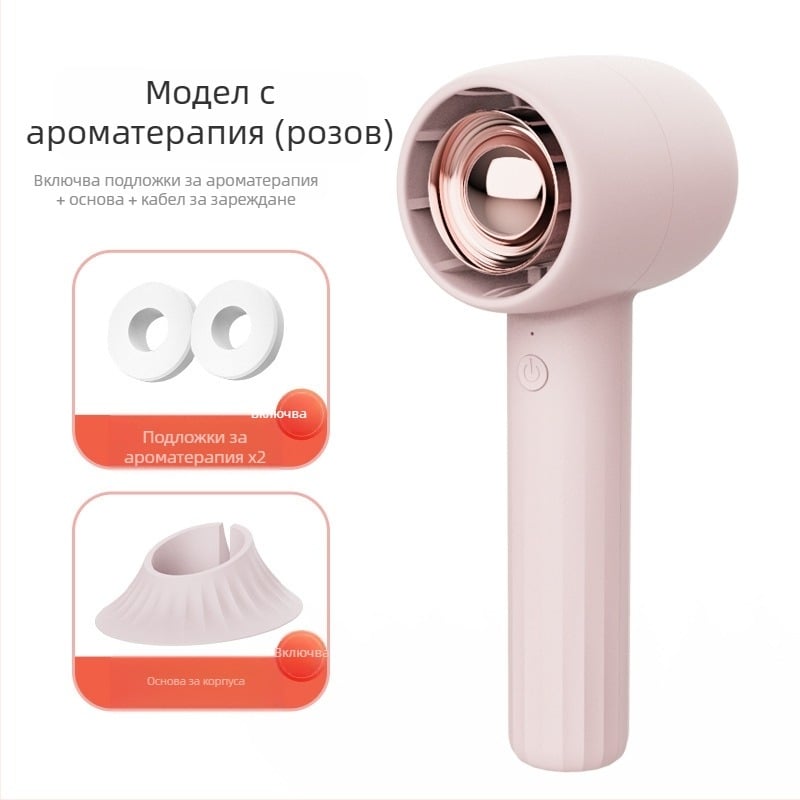 Преносим външен мини USB вентилатор с ароматерапия, 3 скорости, ръчен, безчетков двигател