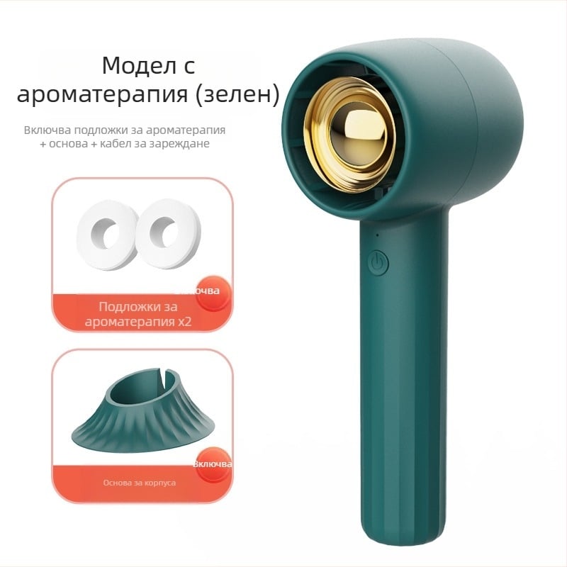 Преносим външен мини USB вентилатор с ароматерапия, 3 скорости, ръчен, безчетков двигател
