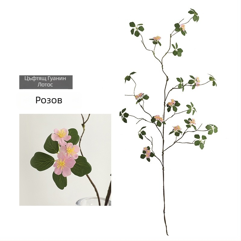 Изкуствена цветна композиция в китайски дзен стил с зелени лози и листа лотоса за настолна декорация