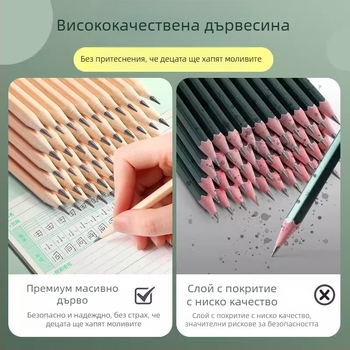MG HB моливи за ученици, натурален дървен цвят, 2B за писане и оцветяване, шестостенен и триъгълен корпус за упражнение на почерка