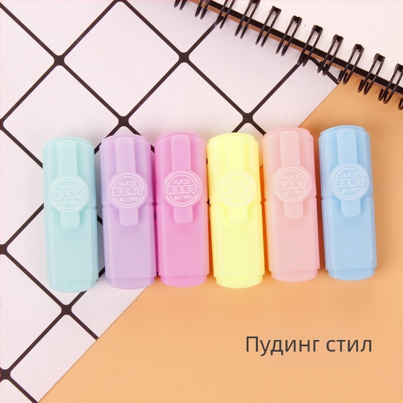 Zhenyu мини флуоресцентна маркер-писалка с форма на таблетка, 6 цвята, комплект за учене