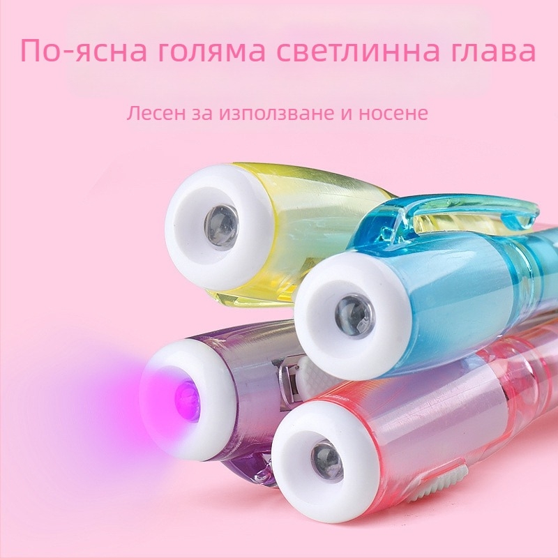 Подсветена флуоресцентна писалка с прозрачен корпус, UV светлина