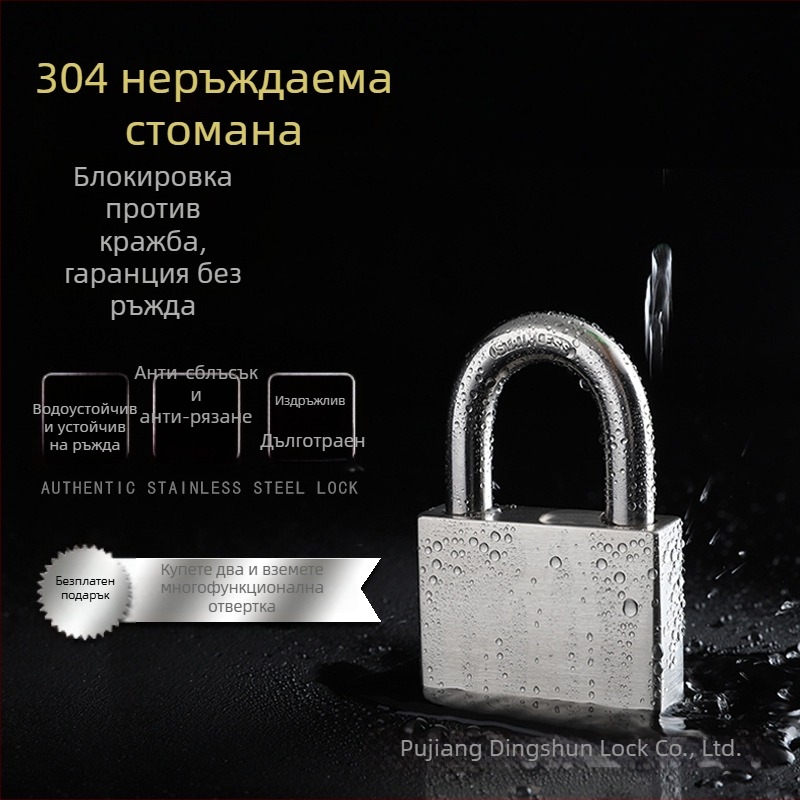 Катинар от неръждаема стомана 304, водоустойчив и устойчив на корозия, за външна употреба и за дома, за врата, против кражба