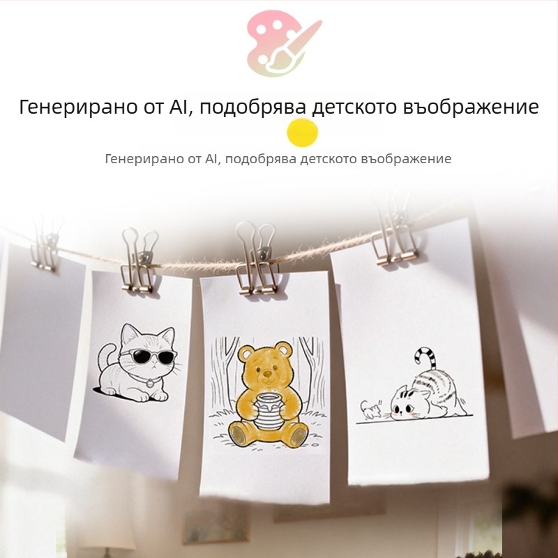 AI гласово управление детски принтер с 2,4-инчов HD дисплей и термален печат за етикети на грешки