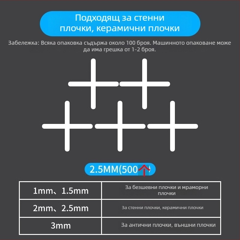 Позиционираща карта за плочки и кръстовидни клипове за нивелиране – пластмасови клипове за фуги на подови плочки
