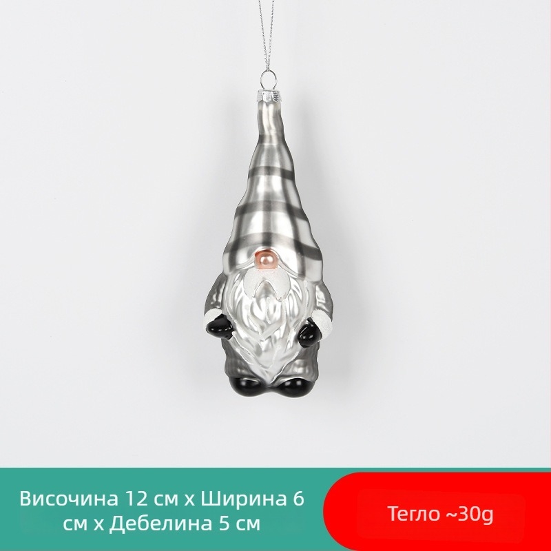 Стъклена коледна украса с ръчно рисуван Санта и снежен човек, подарък със коледна чорап и висулка с малко меченце за украса на коледното дърво