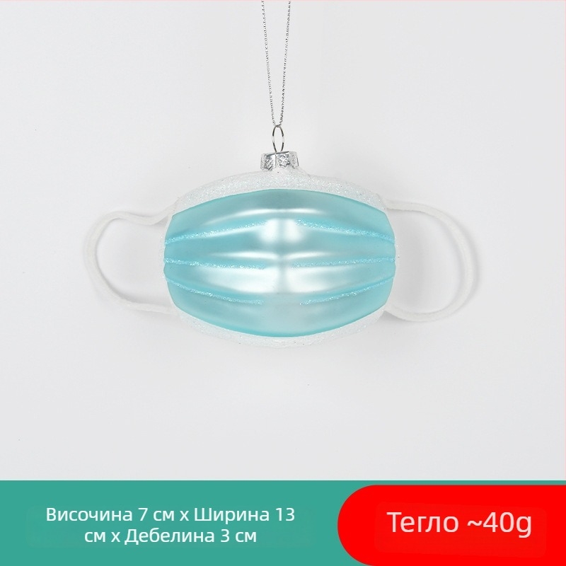 Стъклена коледна украса с ръчно рисуван Санта и снежен човек, подарък със коледна чорап и висулка с малко меченце за украса на коледното дърво