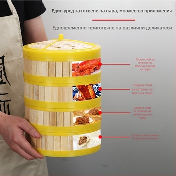 Бамбукова пароварка за професионална употреба, кантонски сутрешен чай, хонконгски дим сум, пароварка за ориз, сяолонгбао и ша сянски пелмени, капак за пароварка