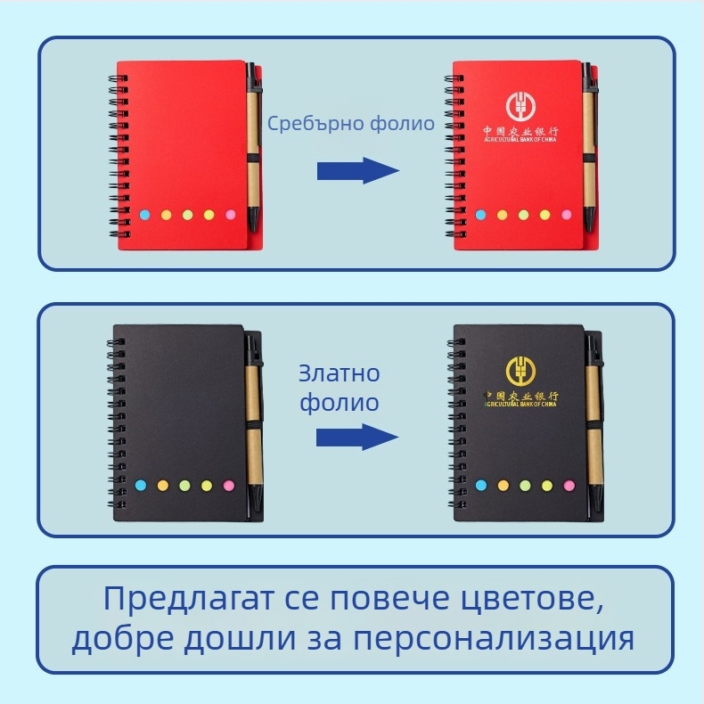 Крафт хартия спирална тетрадка с многократно самозалепващи бележки, разкъсващи се мемо бележки, персонализирана
