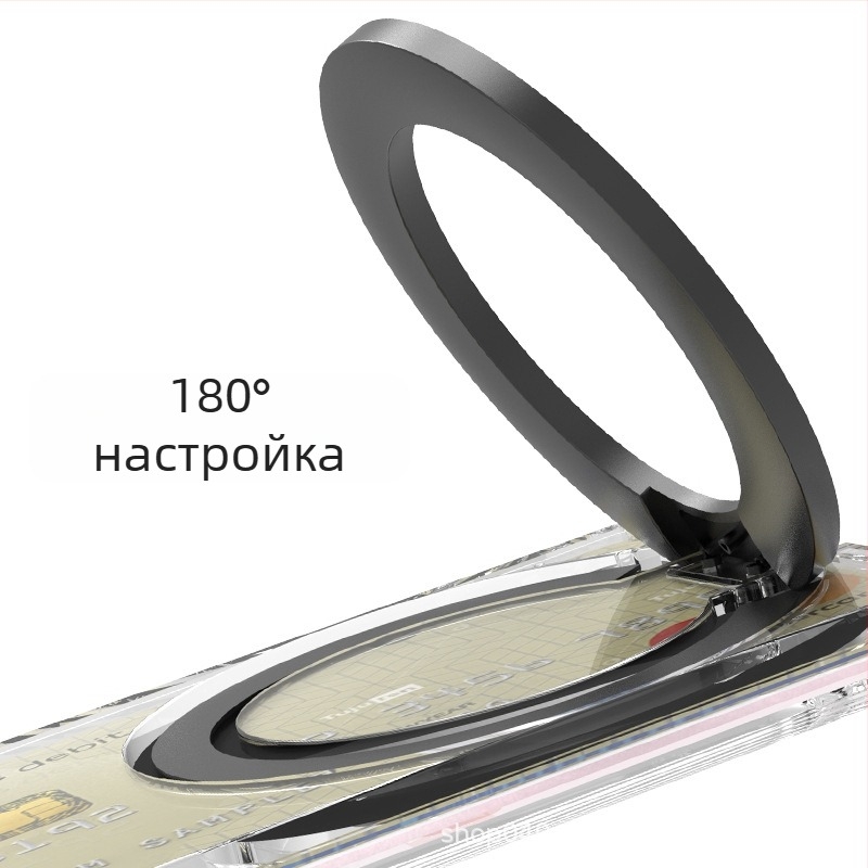 Калъф за iPhone с подставка и прозрачен магнитен държач за карти, вертикален джоб за карти, портативна многофункционална поставка, поликарбонат