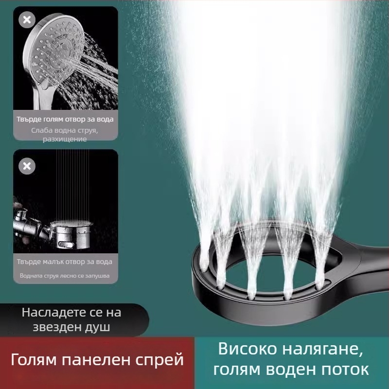 Кръгла душ глава с високо налягане, ръчна за домашна употреба, дъждовен душ