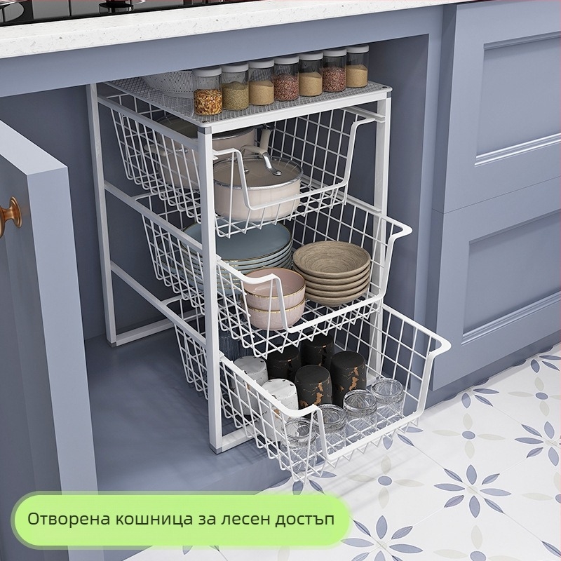 Кухненски шкаф с чекмедже – разделен и многослоен органайзер за чинии и купи