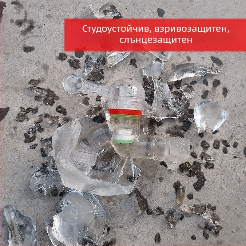 Прозрачен експлозийно устойчив водопроводен кран с керамично ядро, пластмасов, 1/2 инча, за кухня и пране, UV‑устойчив и антистареене, устойчива на замръзване.