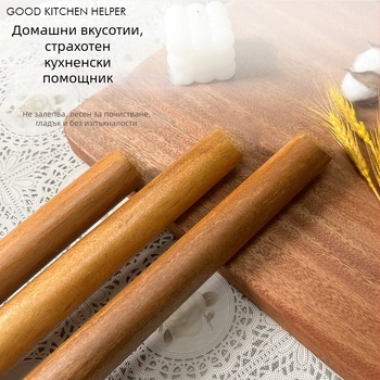 Дървена точилка за тесто за домашно ползване, налична в малък, среден и голям размер, удължена, не залепваща за кори за пелмени