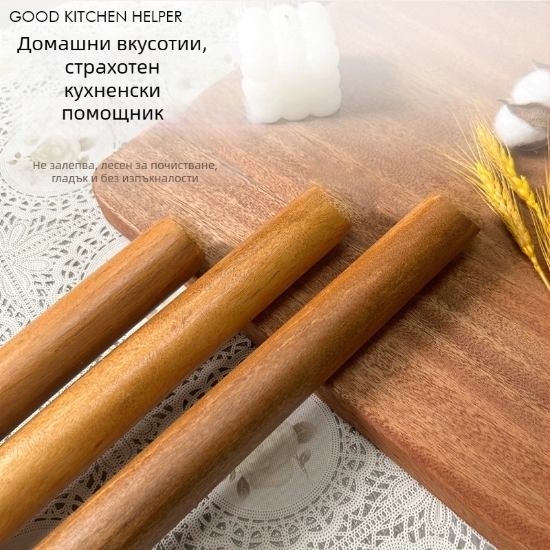 Дървена точилка за тесто за домашно ползване, налична в малък, среден и голям размер, удължена, не залепваща за кори за пелмени