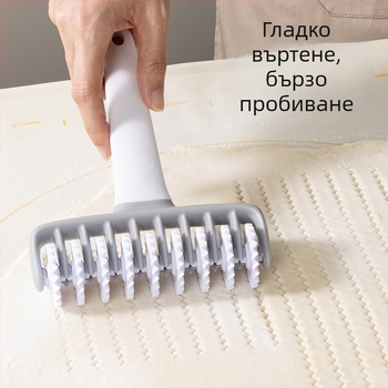 Креативен кухненски пластмасов комплект: решетъчен нож за тесто, ролер за релеф, пробивник за тесто за пай и руло за пица – инструменти за печене