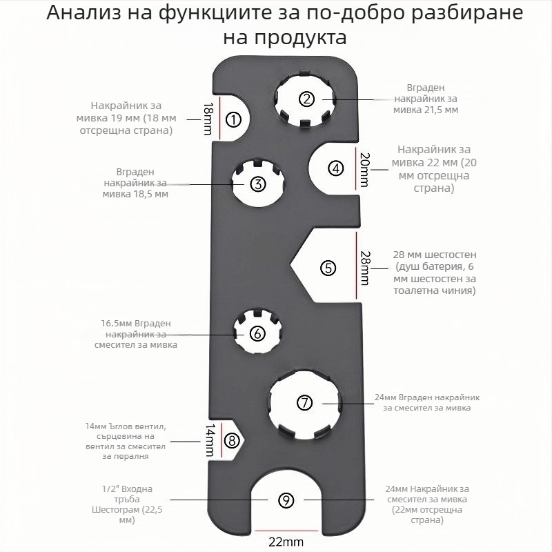 Многофункционален инструмент за кран с премахване на аератора и филтъра за кухненска мивка и баня