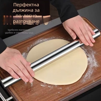 Ролка за тесто от хранителна класа 304 неръждаема стомана, не залепваща за домашна употреба, за пелмени кори, двойно заострена
