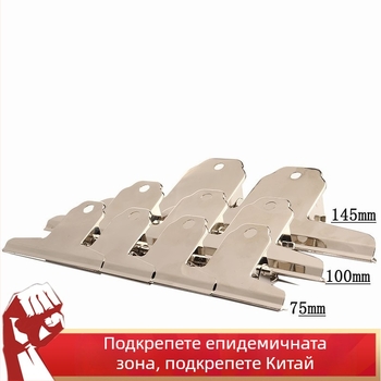 100 мм клип от неръждаема стомана, сребрист, дълга дръжка, метален клип за канцелария и билети, мини клип