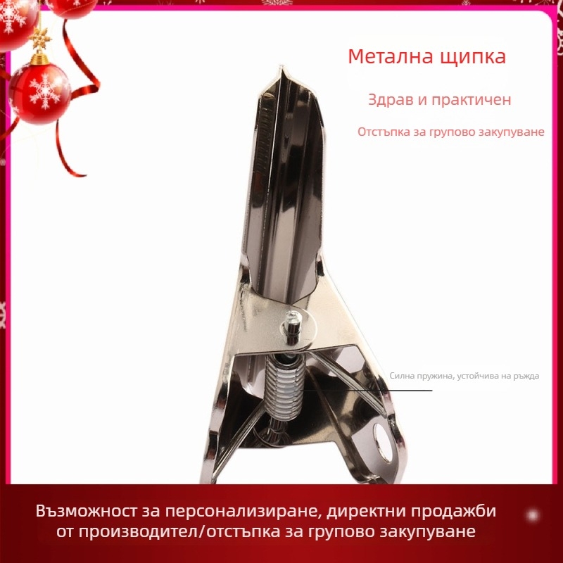 100 мм клип от неръждаема стомана, сребрист, дълга дръжка, метален клип за канцелария и билети, мини клип