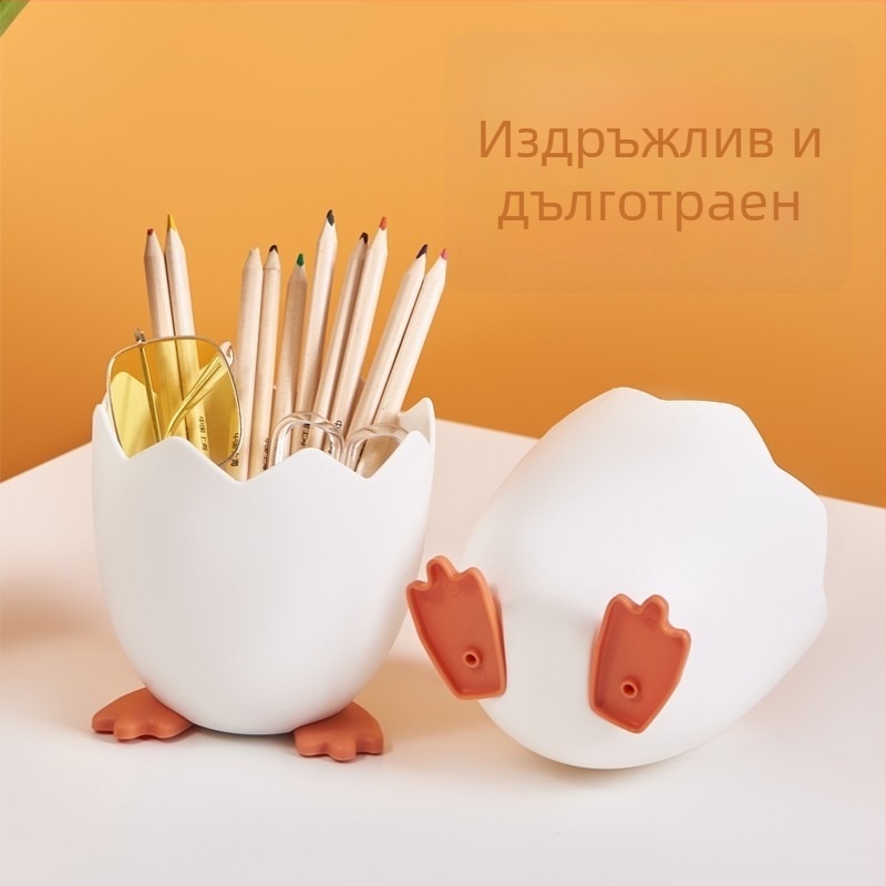 Държач за писалки с форма на яйчна черупка, пластмасов, за момичета и ученици, креативен органайзер за канцеларски материали