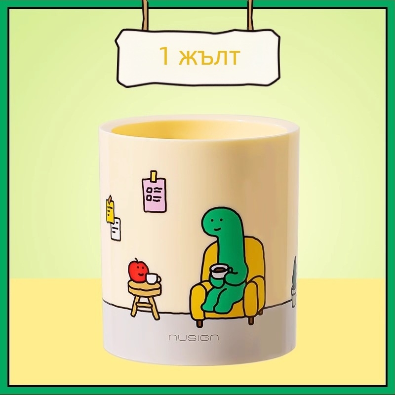 Deli x Qiaoguman съвместна поставка за писалки с голям капацитет, симпатичен карикатурен дизайн за ученическо бюро и офис