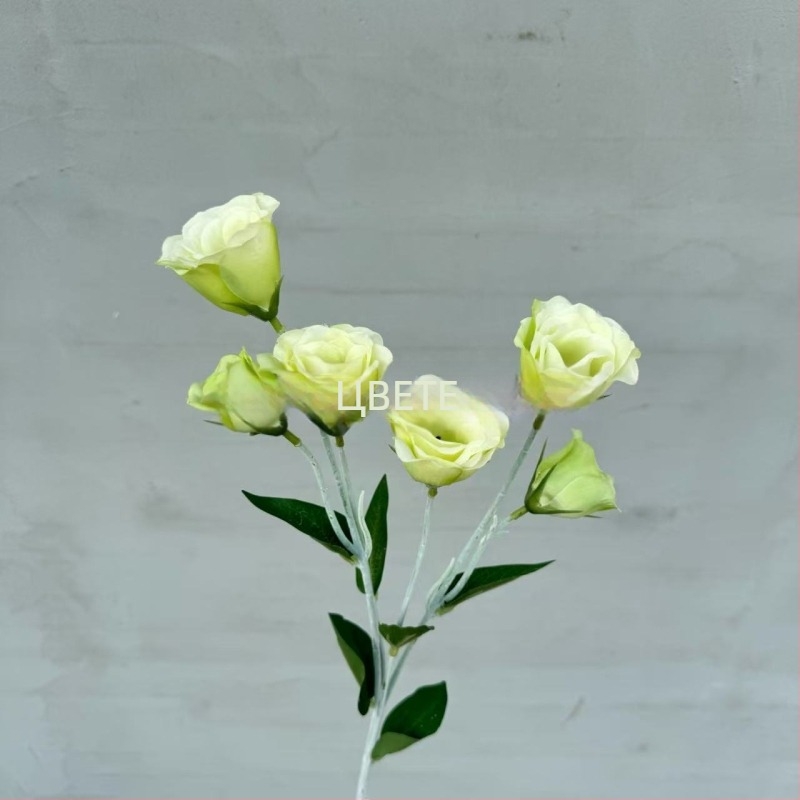 Изкуствени велурени цветя със 6 глави lisianthus, сватбени флорални аксесоари, ароматни лози, декоративни цветя за фоайето на хотел