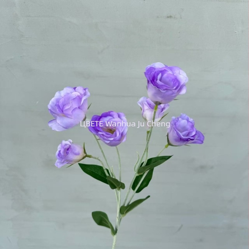 Изкуствени велурени цветя със 6 глави lisianthus, сватбени флорални аксесоари, ароматни лози, декоративни цветя за фоайето на хотел