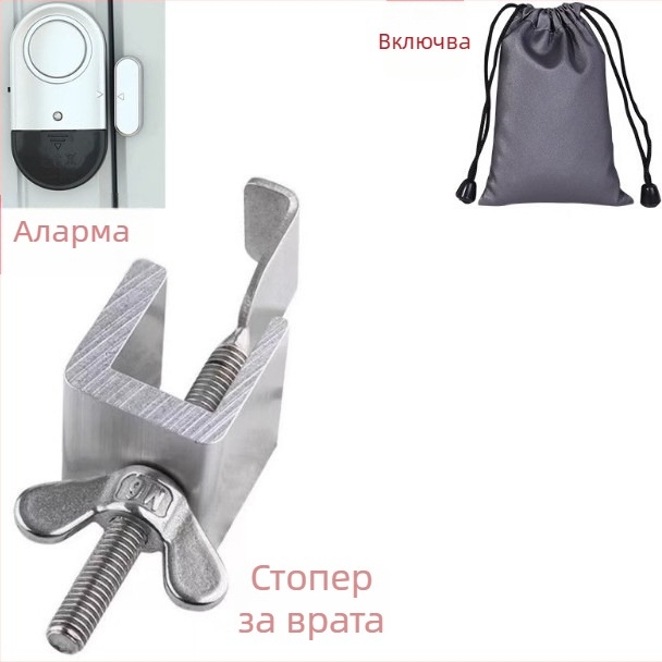 Горен антикрадбен уред за врата, без пробиване и винтове, стопер за врата