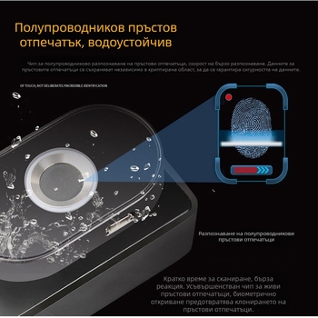 Умно заключване за чекмеджета с отпечатък и Bluetooth — цинкова сплав, за офис и дом
