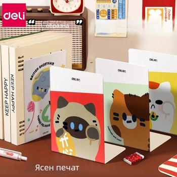 Deli метален държач за книги с мультяшен дизайн – сладък настолен организатор за книги