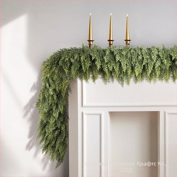 Изкуствена зеленина Norfolk Island pine, гъвкави каучукови клончета; коледна украса за домашния камин; висящи декоративни елементи